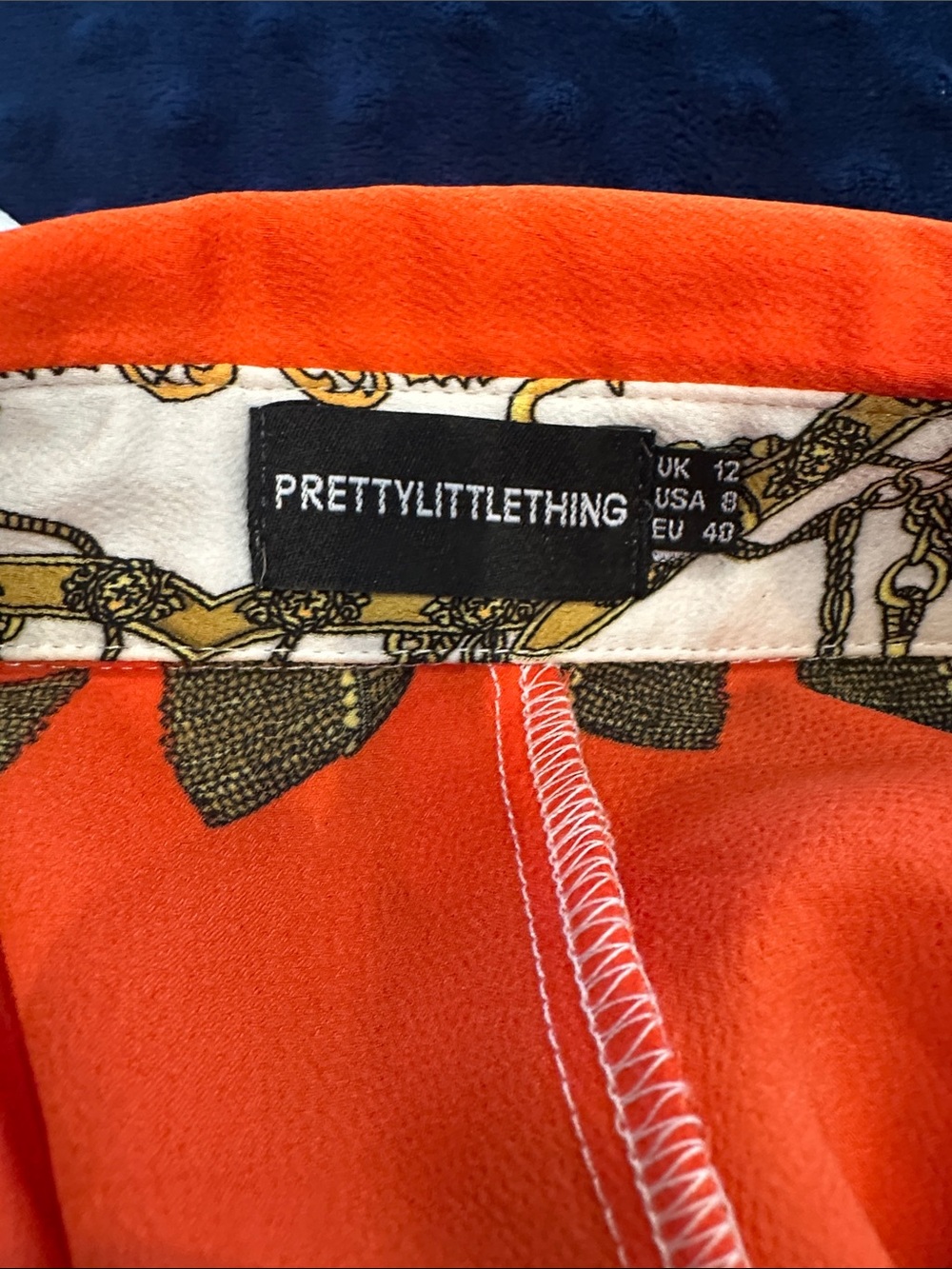 PrettyLittleThing Orange Chain-Trim Button Dress - Picture 5 of 6